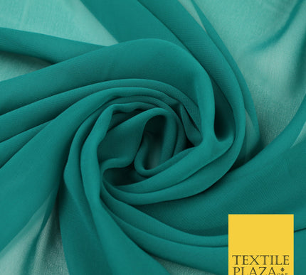 JADE / PEACOCK Premium Plain Dyed Chiffon Fine Soft Georgette Sheer Dress Fabric 8349