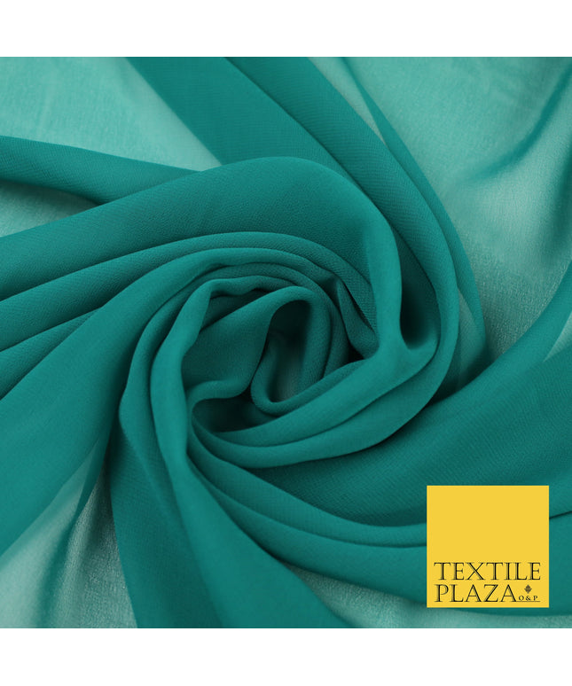 JADE / PEACOCK Premium Plain Dyed Chiffon Fine Soft Georgette Sheer Dress Fabric 8349