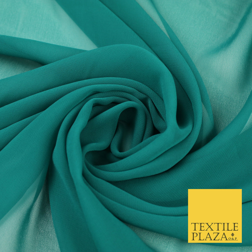 JADE / PEACOCK Premium Plain Dyed Chiffon Fine Soft Georgette Sheer Dress Fabric 8349