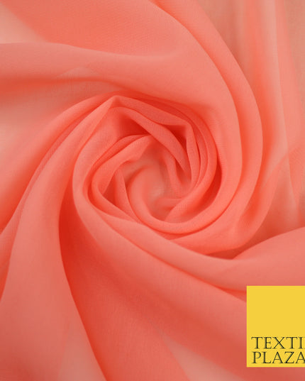 LIGHT CORAL 2 Premium Plain Dyed Chiffon Fine Soft Georgette Sheer Dress Fabric 8376