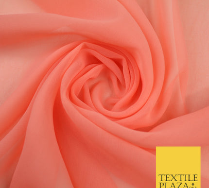 LIGHT CORAL 2 Premium Plain Dyed Chiffon Fine Soft Georgette Sheer Dress Fabric 8376