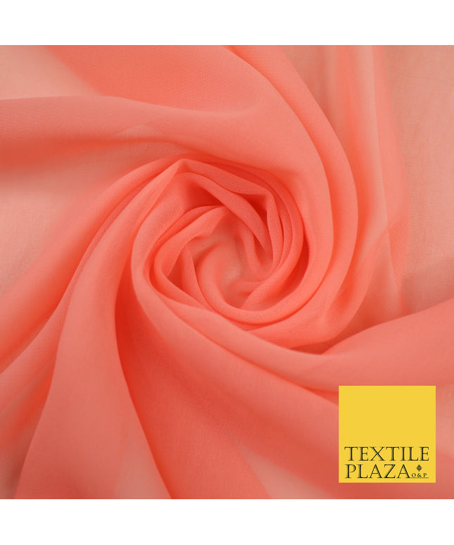 LIGHT CORAL 2 Premium Plain Dyed Chiffon Fine Soft Georgette Sheer Dress Fabric 8376