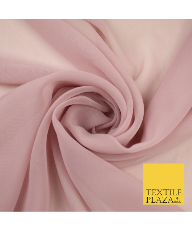 LIGHT DUSTY PINK Premium Plain Dyed Chiffon Fine Soft Georgette Sheer Dress Fabric 8345