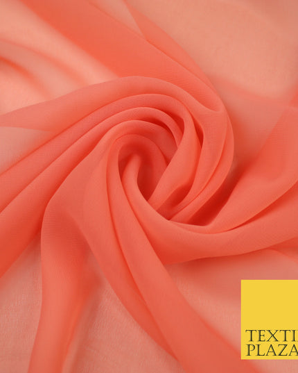 LIGHT CORAL Premium Plain Dyed Chiffon Fine Soft Georgette Sheer Dress Fabric 8375