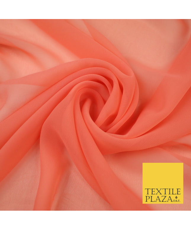 LIGHT CORAL Premium Plain Dyed Chiffon Fine Soft Georgette Sheer Dress Fabric 8375