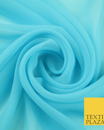 LIGHT MOONSTONE BLUE Premium Plain Dyed Chiffon Fine Soft Georgette Sheer Dress Fabric 8403