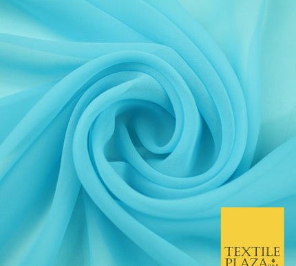 LIGHT MOONSTONE BLUE Premium Plain Dyed Chiffon Fine Soft Georgette Sheer Dress Fabric 8403