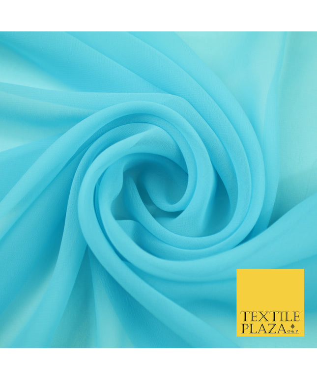 LIGHT MOONSTONE BLUE Premium Plain Dyed Chiffon Fine Soft Georgette Sheer Dress Fabric 8403