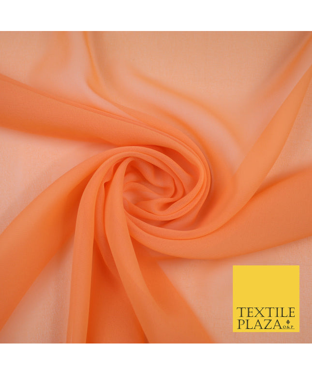 LIGHT ORANGE Premium Plain Dyed Chiffon Fine Soft Georgette Sheer Dress Fabric 8374