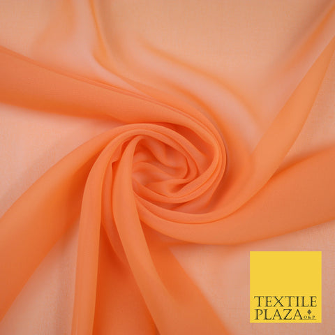 LIGHT ORANGE Premium Plain Dyed Chiffon Fine Soft Georgette Sheer Dress Fabric 8374
