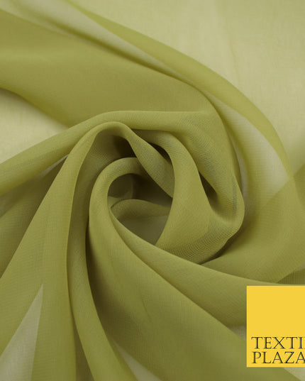 LIGHT OLIVE GREEN Premium Plain Dyed Chiffon Fine Soft Georgette Sheer Dress Fabric 8420