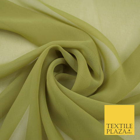LIGHT OLIVE GREEN Premium Plain Dyed Chiffon Fine Soft Georgette Sheer Dress Fabric 8420