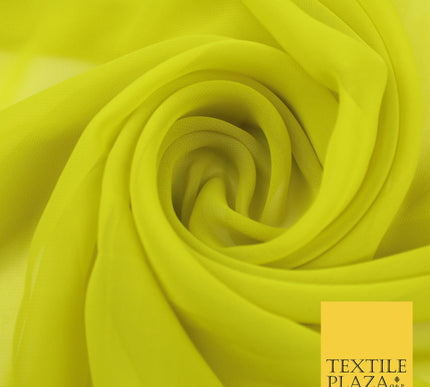 LIME YELLOW Premium Plain Dyed Chiffon Fine Soft Georgette Sheer Dress Fabric 8353