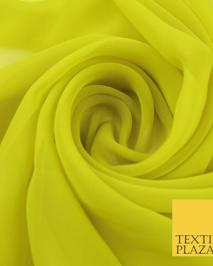 LIME YELLOW Premium Plain Dyed Chiffon Fine Soft Georgette Sheer Dress Fabric 8353