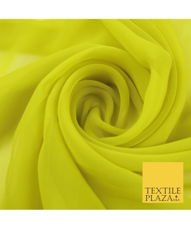 LIME YELLOW Premium Plain Dyed Chiffon Fine Soft Georgette Sheer Dress Fabric 8353