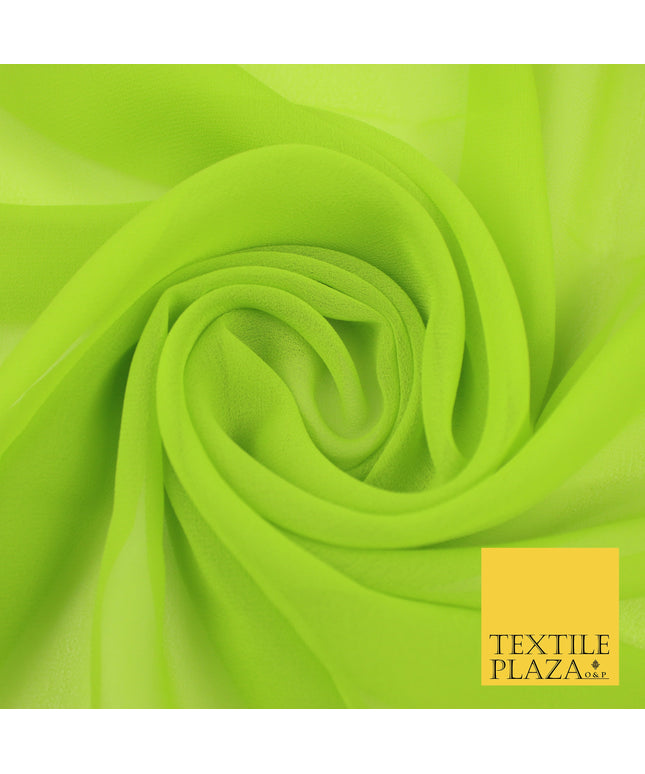 LIME GREEN Premium Plain Dyed Chiffon Fine Soft Georgette Sheer Dress Fabric 8354