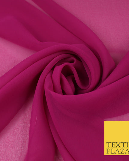 MAGENTA PINK Premium Plain Dyed Chiffon Fine Soft Georgette Sheer Dress Fabric 8318