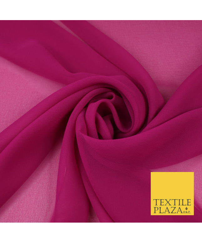 MAGENTA PINK Premium Plain Dyed Chiffon Fine Soft Georgette Sheer Dress Fabric 8318