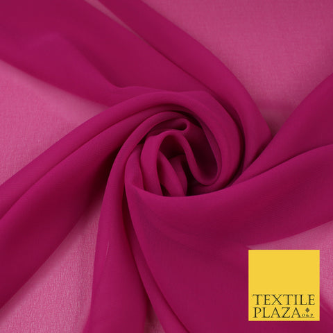 MAGENTA PINK Premium Plain Dyed Chiffon Fine Soft Georgette Sheer Dress Fabric 8318