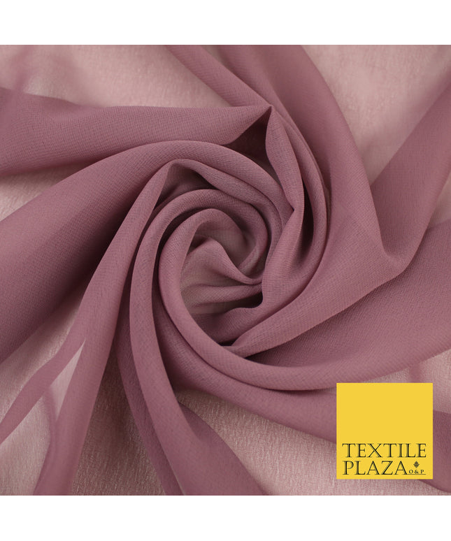 MAUVE Premium Plain Dyed Chiffon Fine Soft Georgette Sheer Dress Fabric 8343