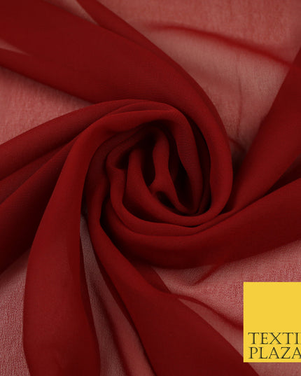 MAROON Premium Plain Dyed Chiffon Fine Soft Georgette Sheer Dress Fabric 8322