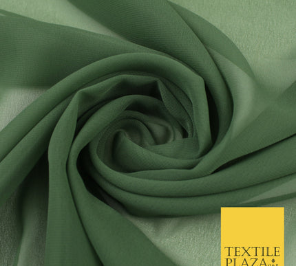 MILITARY GREEN Premium Plain Dyed Chiffon Fine Soft Georgette Sheer Dress Fabric 8360