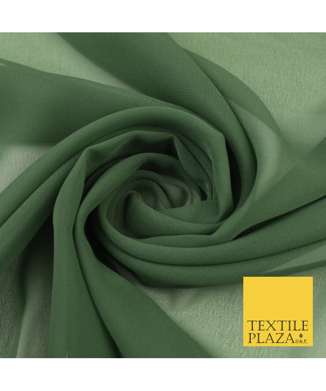 MILITARY GREEN Premium Plain Dyed Chiffon Fine Soft Georgette Sheer Dress Fabric 8360