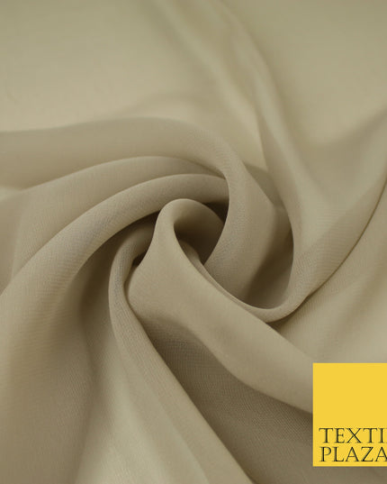 MINK BEIGE Premium Plain Dyed Chiffon Fine Soft Georgette Sheer Dress Fabric 8291