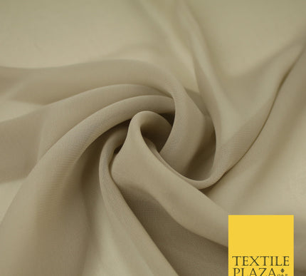 MINK BEIGE Premium Plain Dyed Chiffon Fine Soft Georgette Sheer Dress Fabric 8291