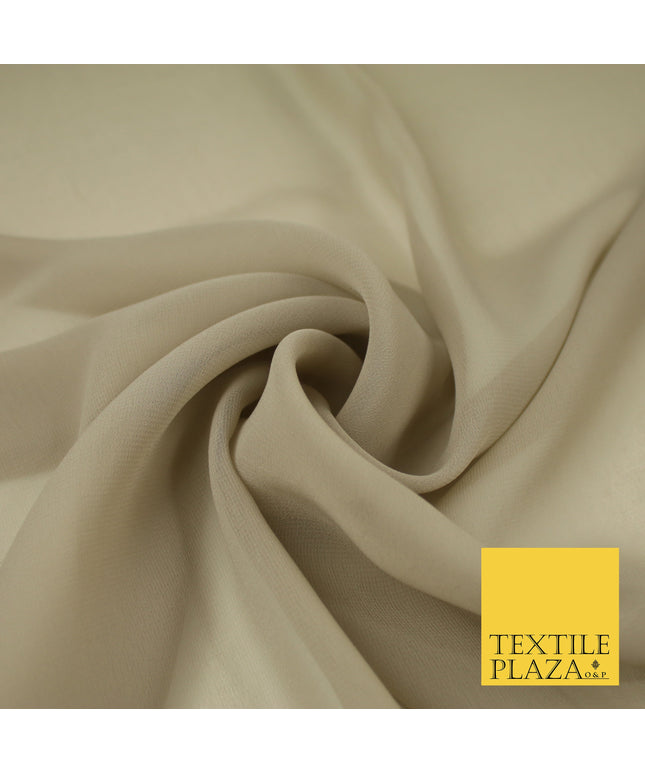 MINK BEIGE Premium Plain Dyed Chiffon Fine Soft Georgette Sheer Dress Fabric 8291