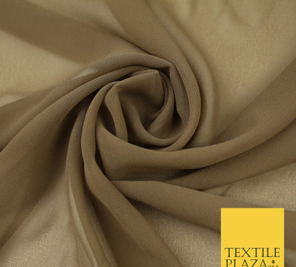 MOCHA BROWN Premium Plain Dyed Chiffon Fine Soft Georgette Sheer Dress Fabric 8293