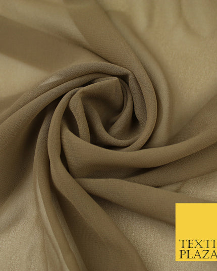 MOCHA BROWN Premium Plain Dyed Chiffon Fine Soft Georgette Sheer Dress Fabric 8293