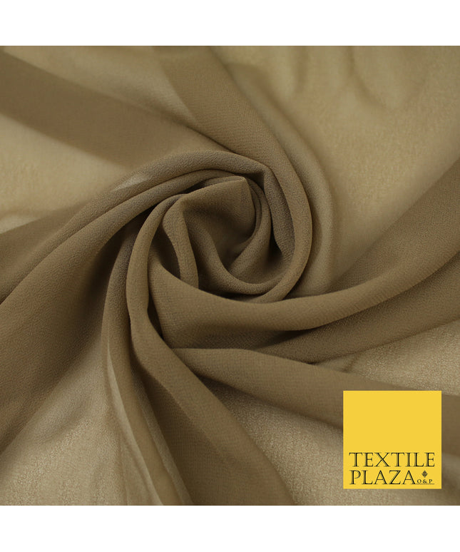 MOCHA BROWN Premium Plain Dyed Chiffon Fine Soft Georgette Sheer Dress Fabric 8293