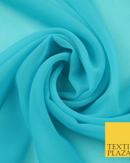 MOONSTONE BLUE Premium Plain Dyed Chiffon Fine Soft Georgette Sheer Dress Fabric 8402