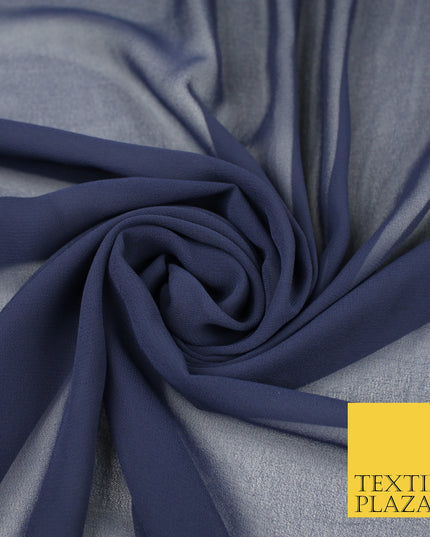 NAVY BLUE Premium Plain Dyed Chiffon Fine Soft Georgette Sheer Dress Fabric 8272