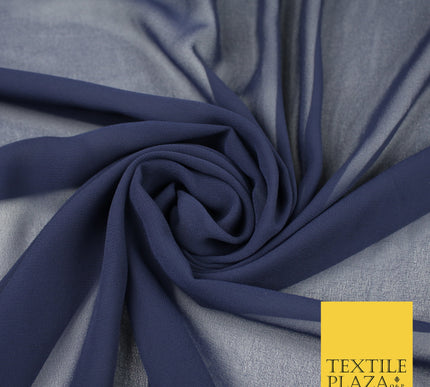 NAVY BLUE Premium Plain Dyed Chiffon Fine Soft Georgette Sheer Dress Fabric 8272