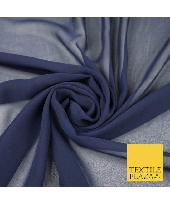 NAVY BLUE Premium Plain Dyed Chiffon Fine Soft Georgette Sheer Dress Fabric 8272