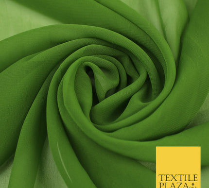 OLIVE GREEN Premium Plain Dyed Chiffon Fine Soft Georgette Sheer Dress Fabric 8351