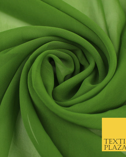 OLIVE GREEN Premium Plain Dyed Chiffon Fine Soft Georgette Sheer Dress Fabric 8351