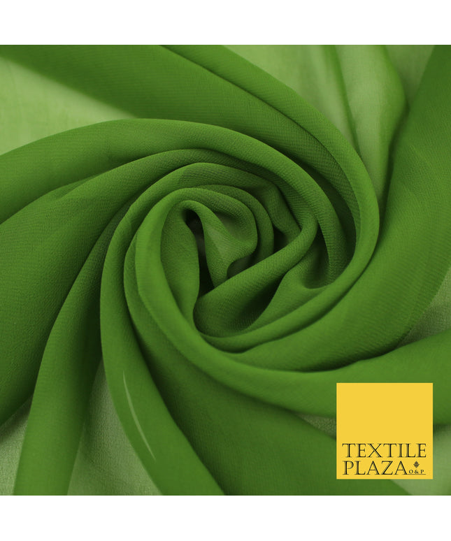 OLIVE GREEN Premium Plain Dyed Chiffon Fine Soft Georgette Sheer Dress Fabric 8351