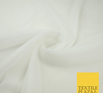 OFF WHITE Premium Plain Dyed Chiffon Fine Soft Georgette Sheer Dress Fabric 8275