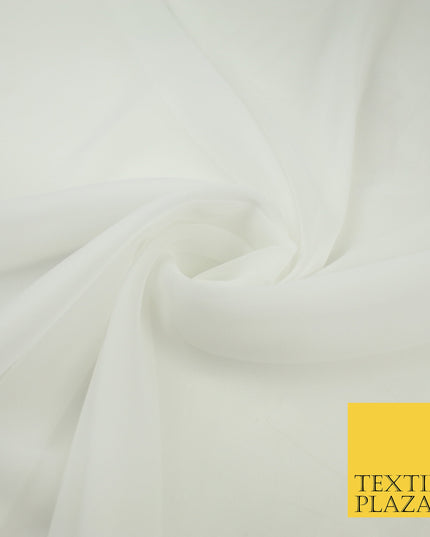 OFF WHITE Premium Plain Dyed Chiffon Fine Soft Georgette Sheer Dress Fabric 8275