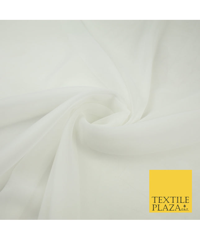 OFF WHITE Premium Plain Dyed Chiffon Fine Soft Georgette Sheer Dress Fabric 8275