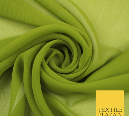 OLIVE GREEN 2 Premium Plain Dyed Chiffon Fine Soft Georgette Sheer Dress Fabric 8352