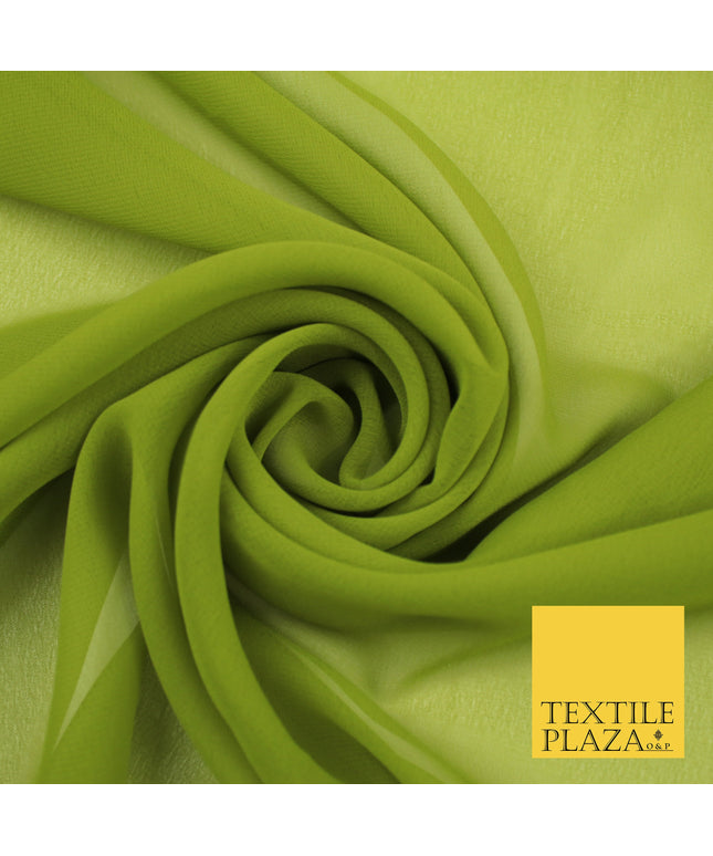 OLIVE GREEN 2 Premium Plain Dyed Chiffon Fine Soft Georgette Sheer Dress Fabric 8352