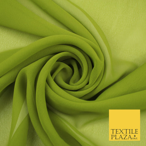 OLIVE GREEN 2 Premium Plain Dyed Chiffon Fine Soft Georgette Sheer Dress Fabric 8352