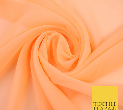 ORANGE PEACH Premium Plain Dyed Chiffon Fine Soft Georgette Sheer Dress Fabric 8377