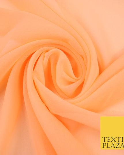 ORANGE PEACH Premium Plain Dyed Chiffon Fine Soft Georgette Sheer Dress Fabric 8377