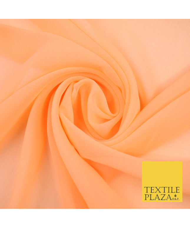 ORANGE PEACH Premium Plain Dyed Chiffon Fine Soft Georgette Sheer Dress Fabric 8377