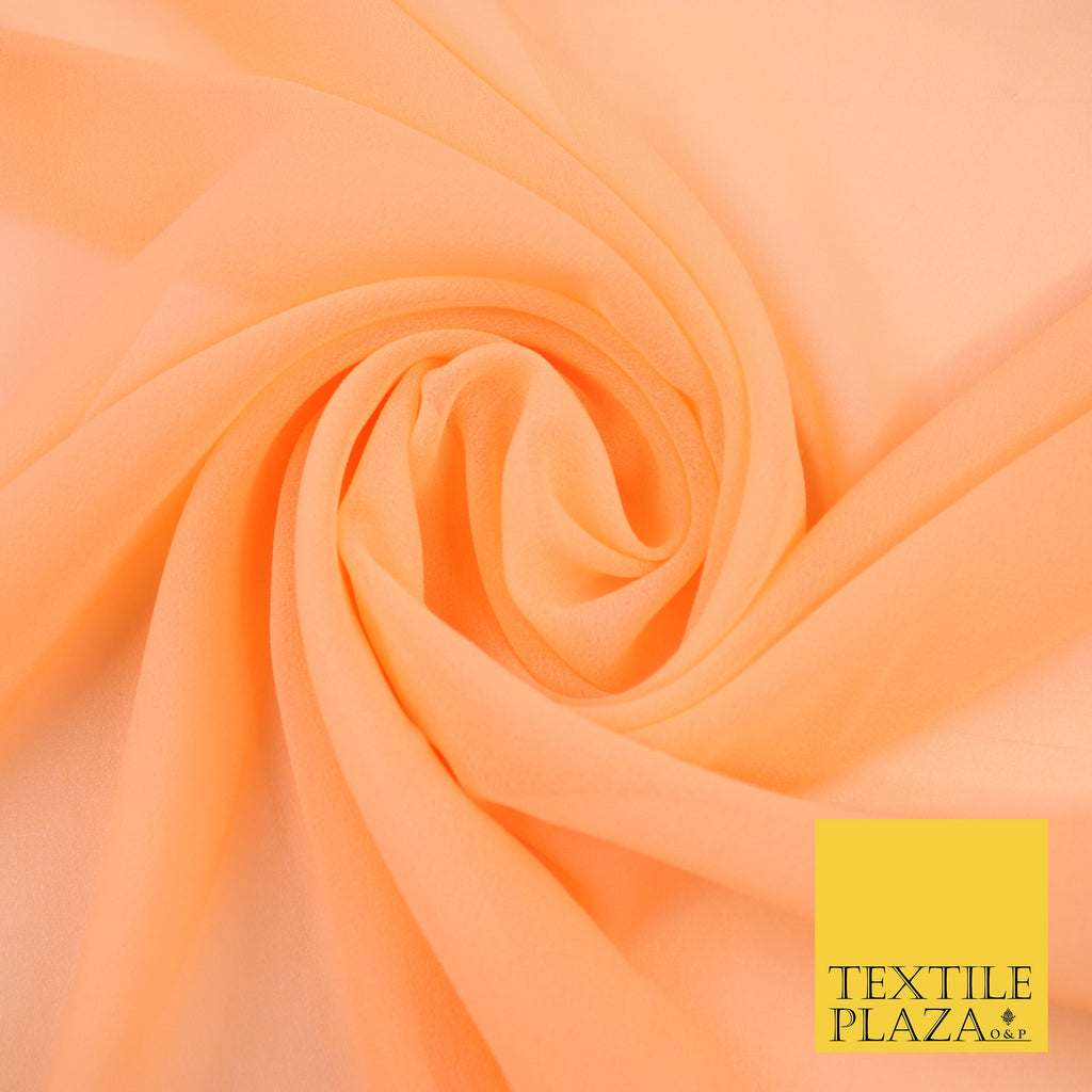 ORANGE PEACH Premium Plain Dyed Chiffon Fine Soft Georgette Sheer Dress Fabric 8377